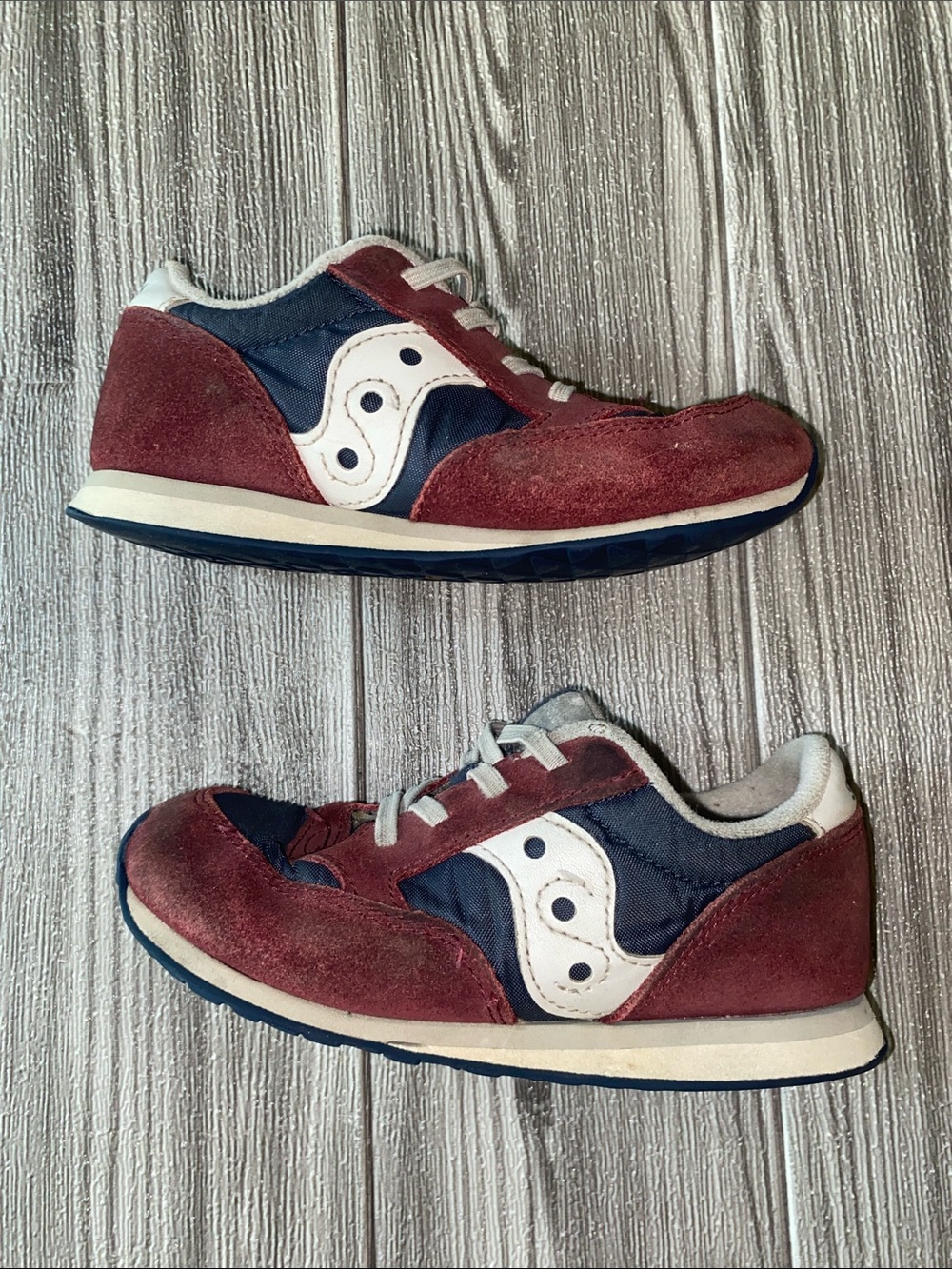 Saucony Kids Burgundy and Navy Retro Runner Sneakers Size 11M